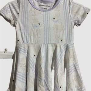 BAMBOO Kids bunny twirly Dress in White and Purple